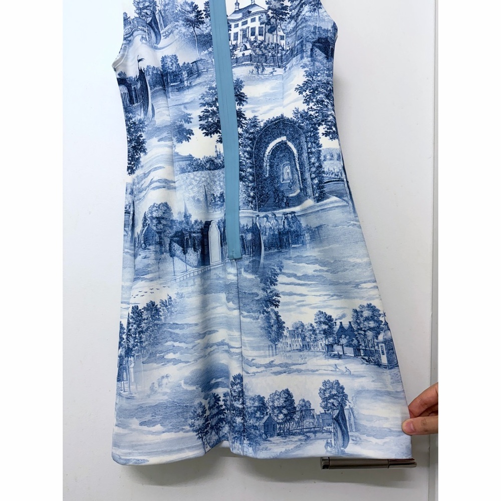 NWT Alice + Olivia Wynell Chateau A Line Mini Dress Blue Toile De Jouy Floral 6 - Picture 11 of 12